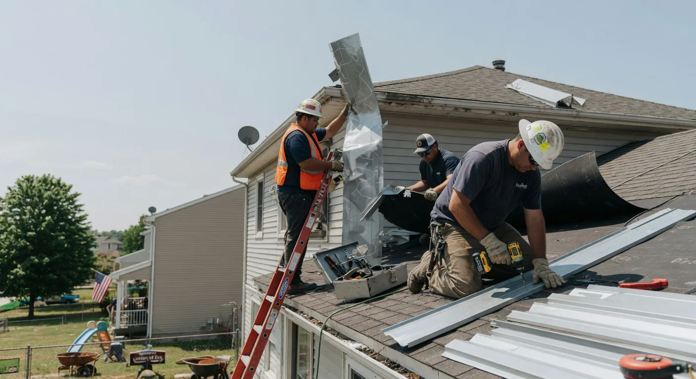 Storm Damage Metal Roof Repair in New Trenton, IN